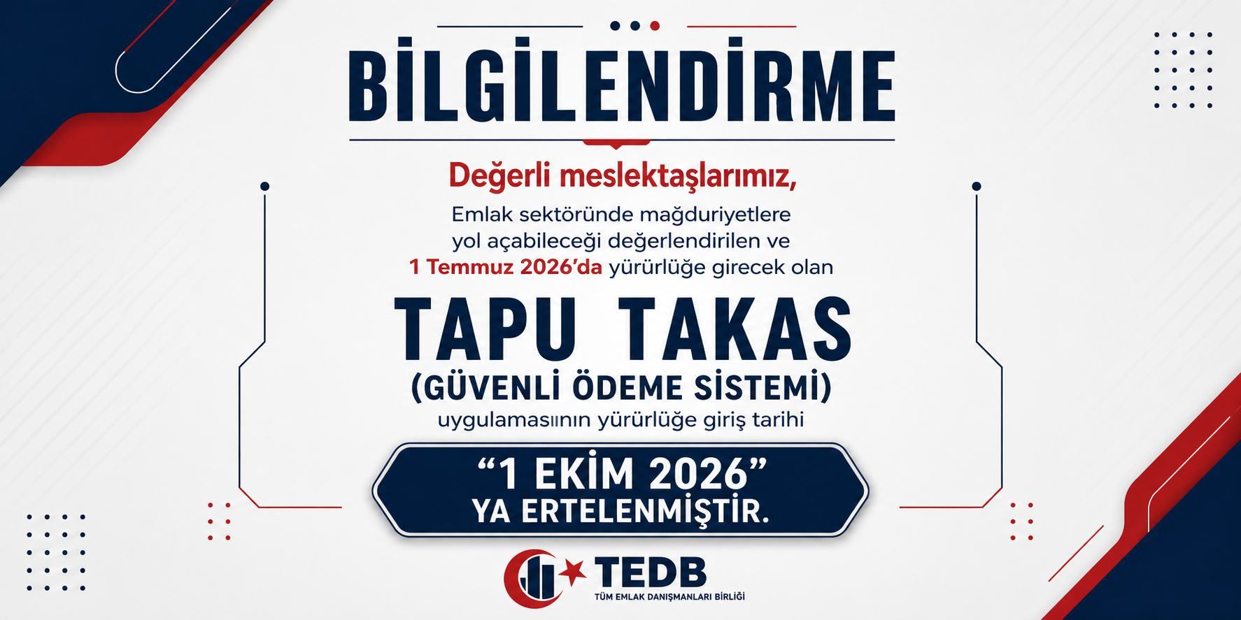 Tapu Takas (Güvenli Ödeme Sistemi) Bilgilendirme